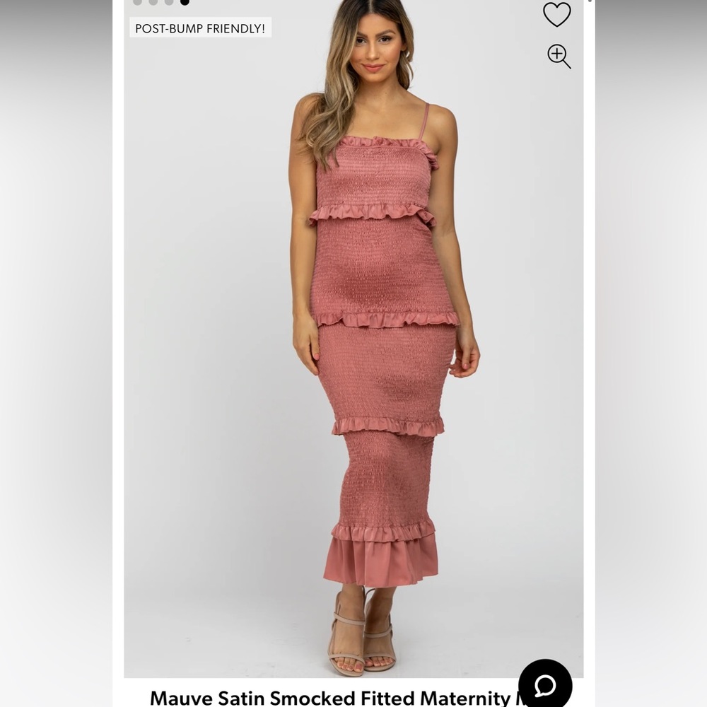Pinkblush NWT mauve satin smocked fitted midi dress